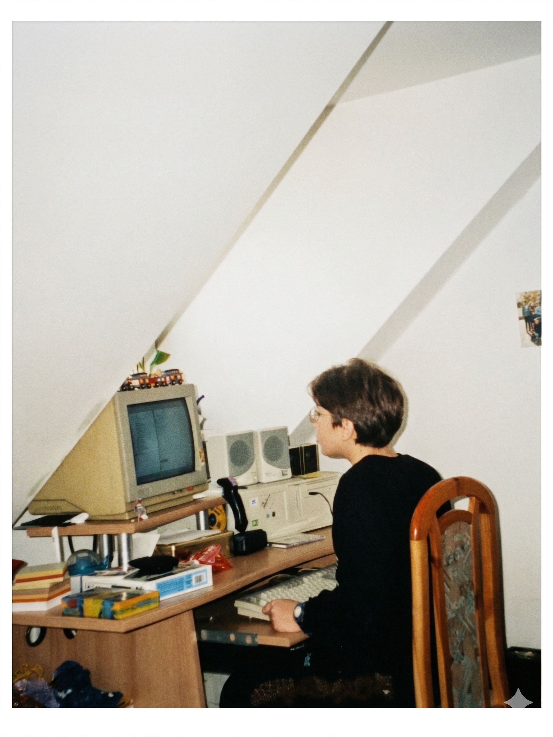 Jan Dzieciol als Kind am Röhrenmonitor, 1997
